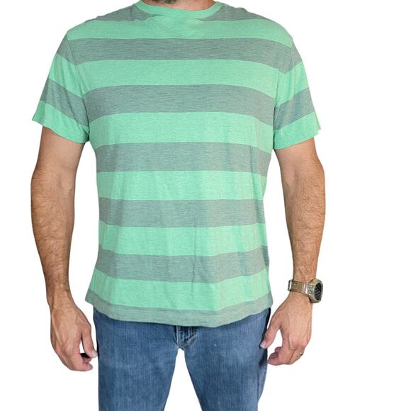 Roundtree & Yorke Mens Soft Washed Jersey Shirt Large Green and Gray - Picture 1 of 6